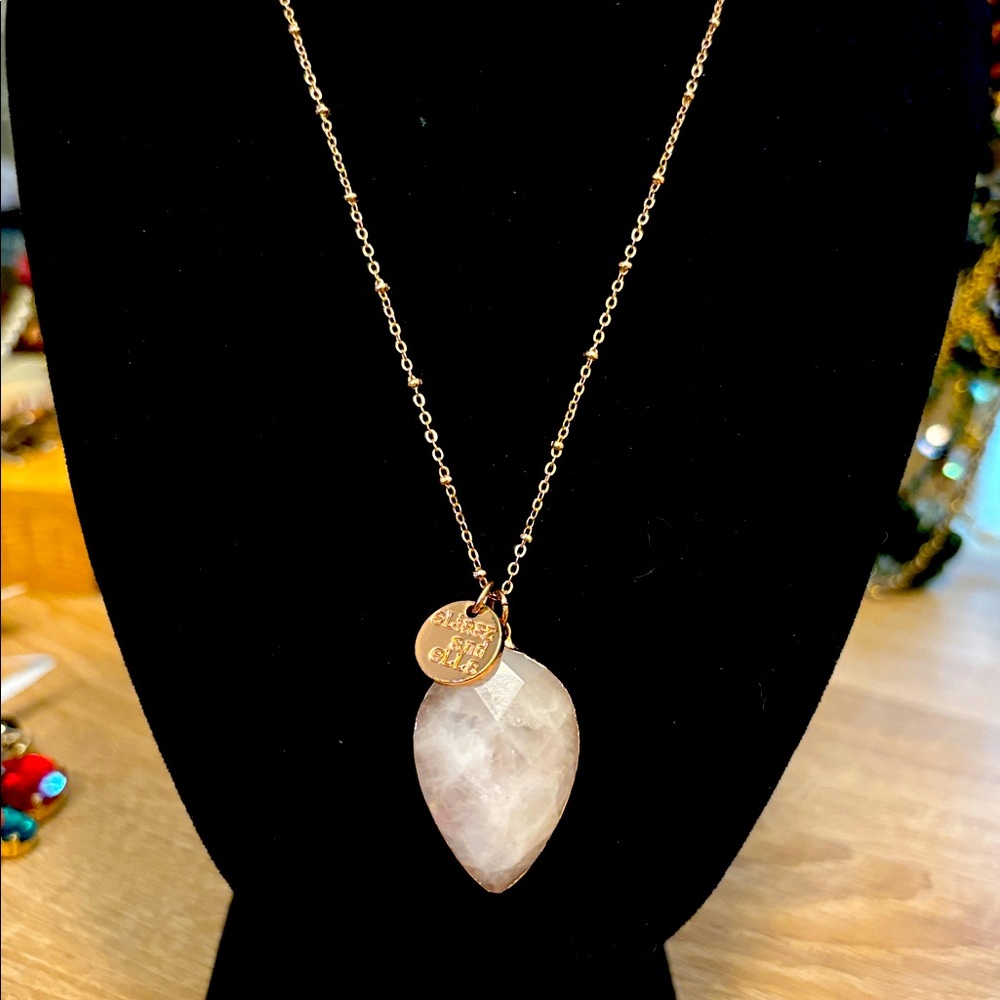 Astonish ELIASZ and ELLA Rose, quartz necklace, rose,gold tone